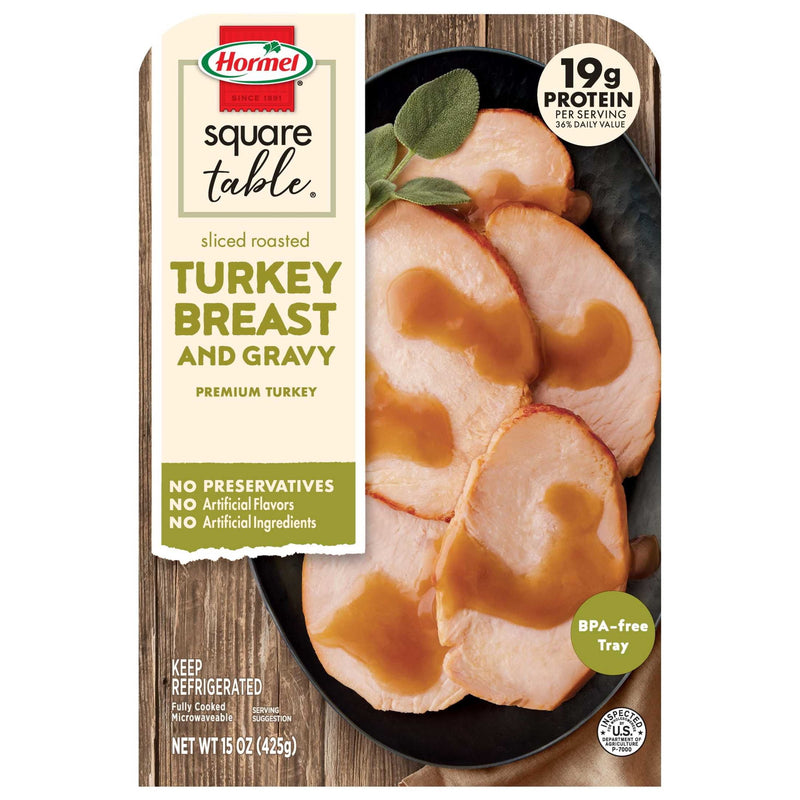 HORMEL SQUARE TABLE Sliced Roast Turkey Breast & Gravy, Refrigerated Entree, 15 oz Tray — photo 2