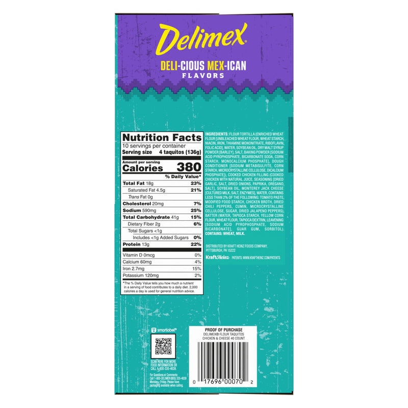 Delimex Chicken and Cheese Taquitos Frozen Snacks, for Easy Snacking and Convenient Meal Solutions, Flour Tortillas, 13g Protein per Serving, 48 oz (1.36kg) — photo 2