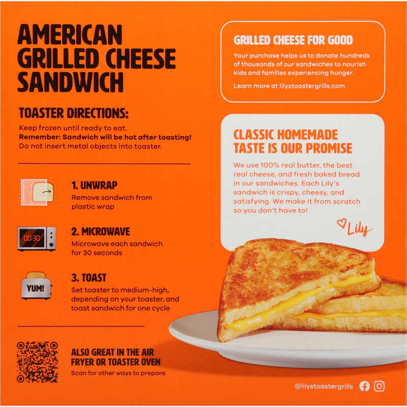 Lily's Toaster Grills - Grilled American Cheese Sandwich - Frozen Meal, 2 Pack, 6.8 oz — photo 2