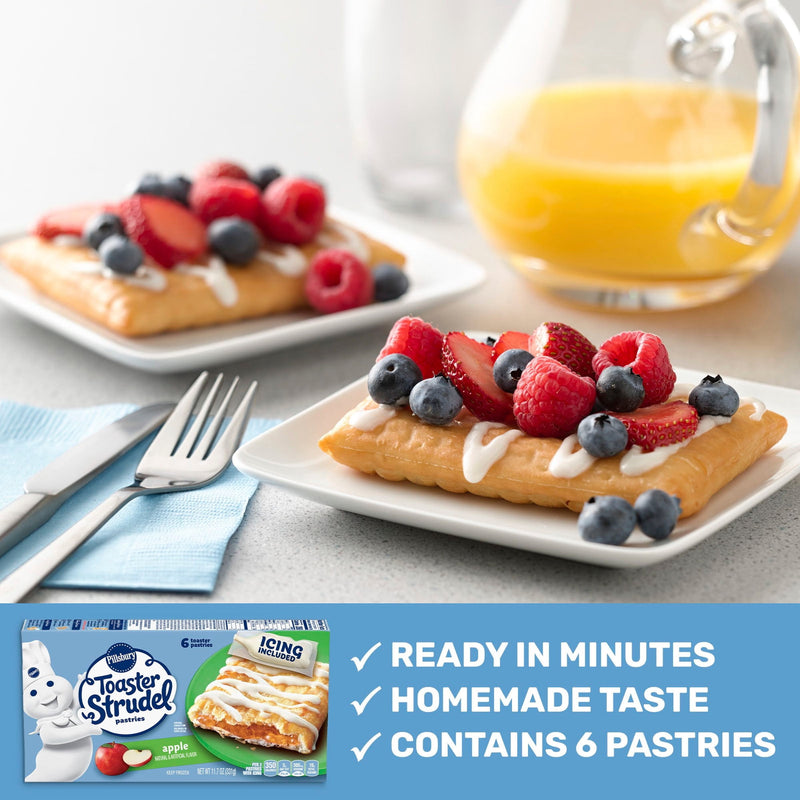 Pillsbury Frozen Toaster Strudel Pastries, Apple, 6 Ct, 11.7 oz — photo 2