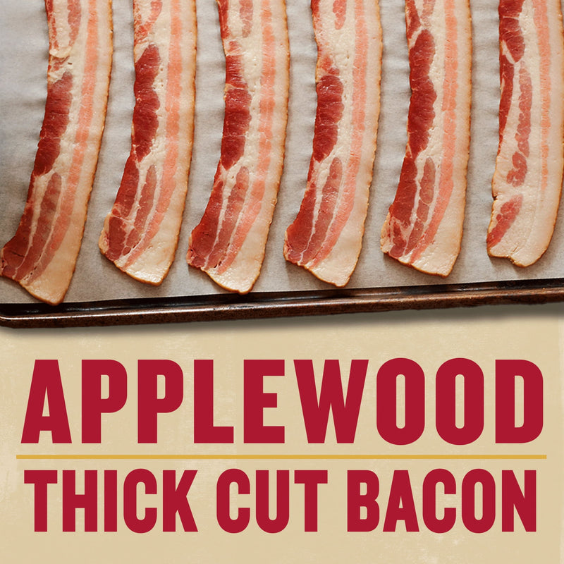 Wright Brand Applewood Real Wood Smoked Thick Cut Sliced Refrigerated Bacon, 24 oz — photo 2