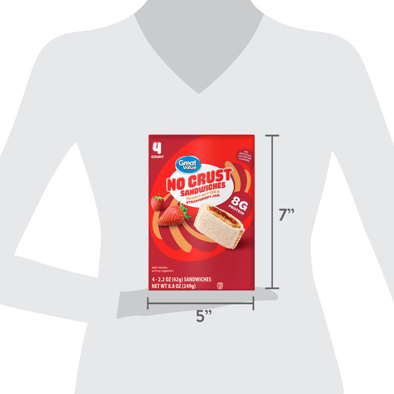 Great Value Peanut Butter & Strawberry Jam No Crust Frozen Sandwiches, 4 Count, 2.2 oz Each — photo 2
