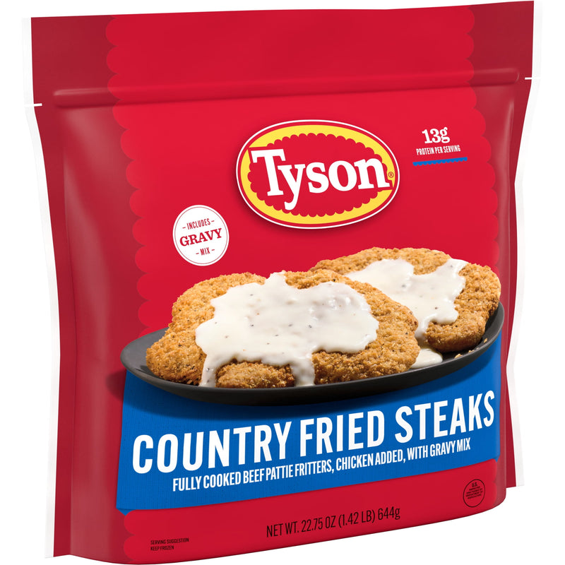 Tyson Country Fried Steaks with Gravy Mix, 22.75 oz (Frozen, Fully Cooked) — photo 2