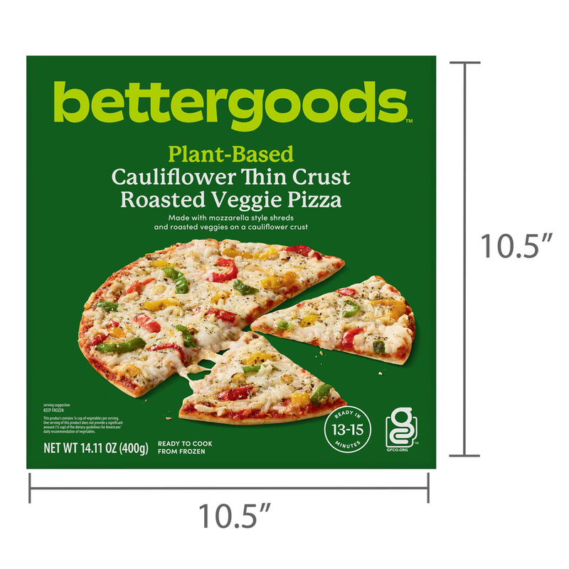 bettergoods Plant-Based Cauliflower Thin Crust Roasted Veggie Pizza, 14.11 oz (Frozen) — photo 2
