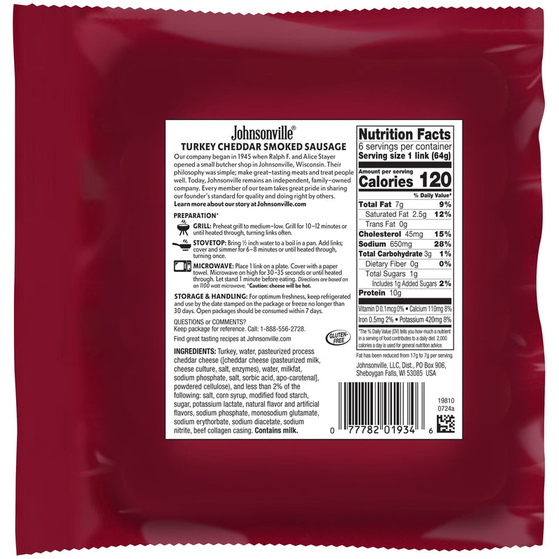 Johnsonville Turkey Cheddar Smoked Sausage Links, Fully Cooked, 13.5 oz — photo 2