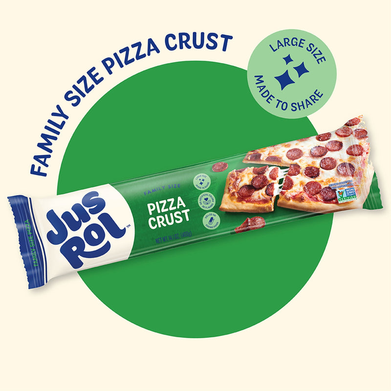 Jus-Rol Family Size Pizza Crust, Pre-Rolled Refrigerated Dough, 14.1 oz, Large Crust for Homemade Pizza — photo 3