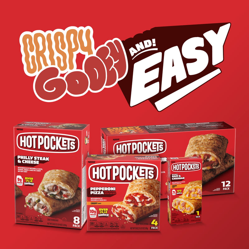 Hot Pockets Hickory Ham and Cheddar, Crispy Buttery Crust Sandwich Snacks, 36 oz, 8 Pack (Frozen) — photo 3