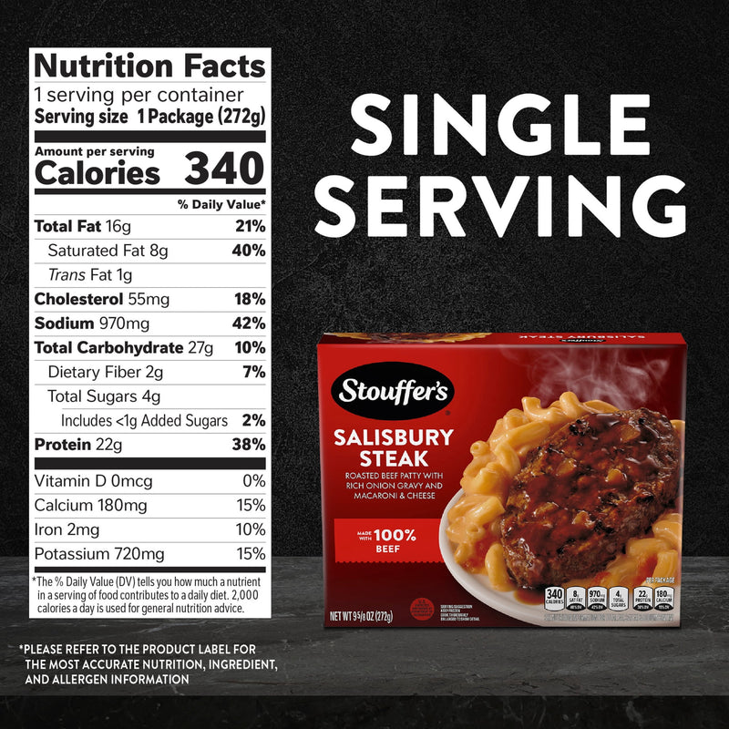 Stouffer's Salisbury Steak, Single Serve, Frozen Entrees for One, Ready to Cook Easy Dinners, Protein Frozen Meals 9.625 oz — photo 3