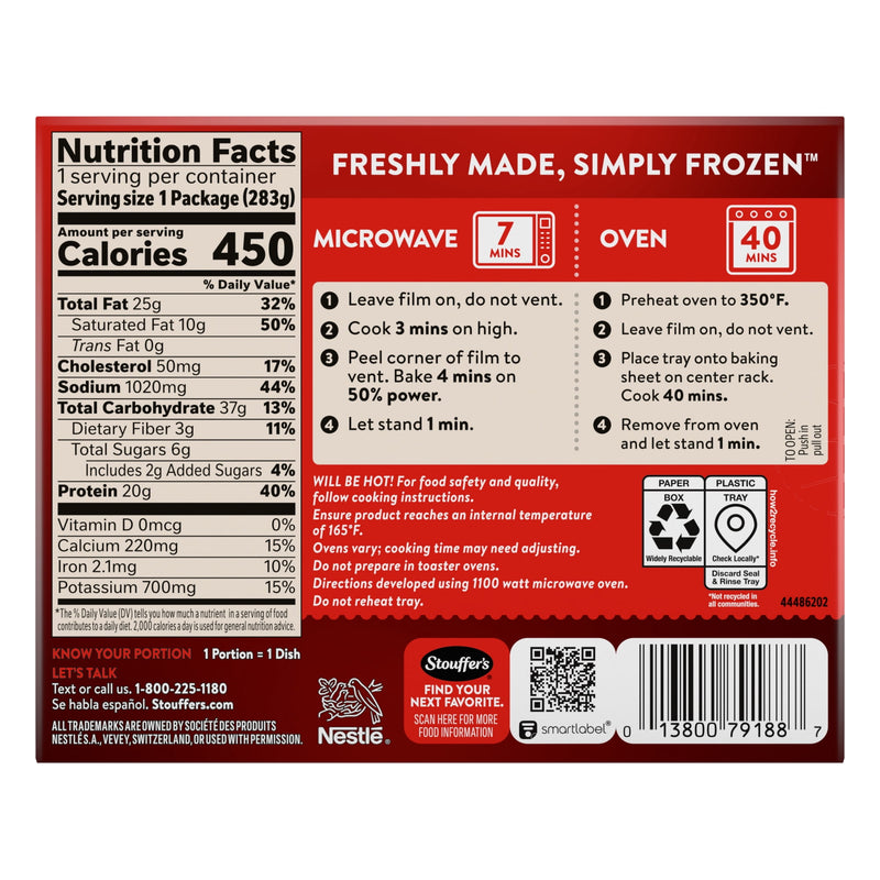 Stouffer’s Meat Lovers Lasagna, Single Serve, Oven Ready Lasagna, Easy Frozen Dinners 10 oz — photo 3