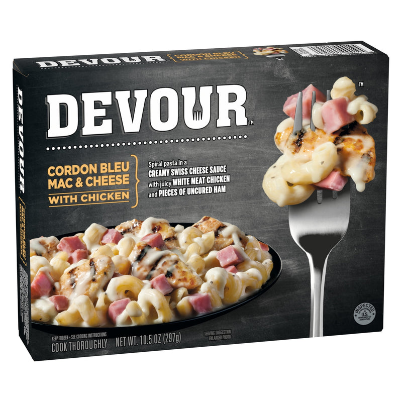 DEVOUR Chicken Cordon Bleu Mac & Cheese Frozen Meal, 10.5 oz Box — photo 3