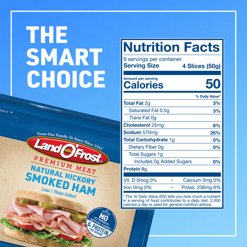 Land O' Frost Premium Pork, Smoked Ham, Deli Lunch Meat, 1 lb, Resealable Plastic Pouch — photo 3
