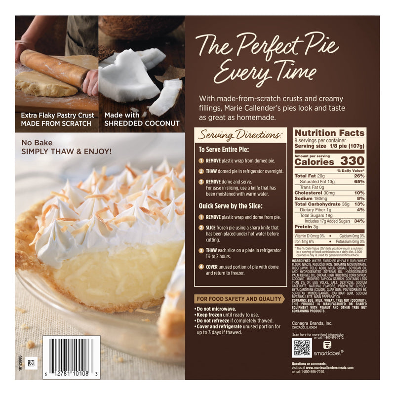Marie Callender's Coconut Cream Pie, Thaw & Enjoy Frozen Dessert, 30.3 oz. — photo 3