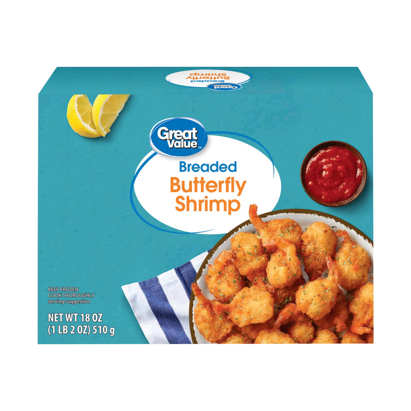 P65 Great Value Frozen Ready to Cook Shrimp Seafood Breaded Butterfly, 18 oz Contains Shrimp, Wheat, Soy. — photo 3