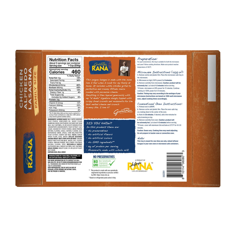 Rana Chicken Alfredo Lasagna, Family Size, 40oz, Refrigerated, Refer to Packaging for Allergens — photo 3