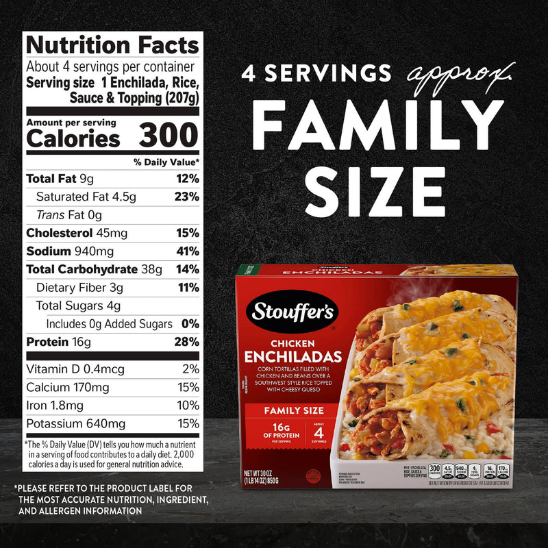Stouffer’s Chicken Enchiladas, Family Size, Frozen Enchiladas, Family Size Frozen Meals 30 oz — photo 3