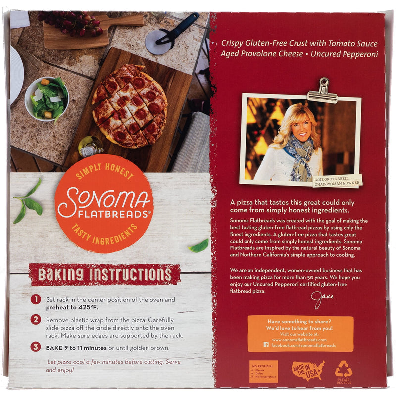 Sonoma Flatbreads Gluten Free Pepperoni, Marinara Sauce, 11.42 oz. (Frozen - Contains: Milk, Soy) — photo 3