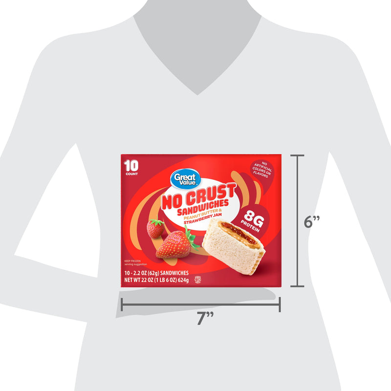 Great Value Frozen Peanut Butter and Strawberry Jam No Crust Sandwiches, 22 oz, 10 Count — photo 3
