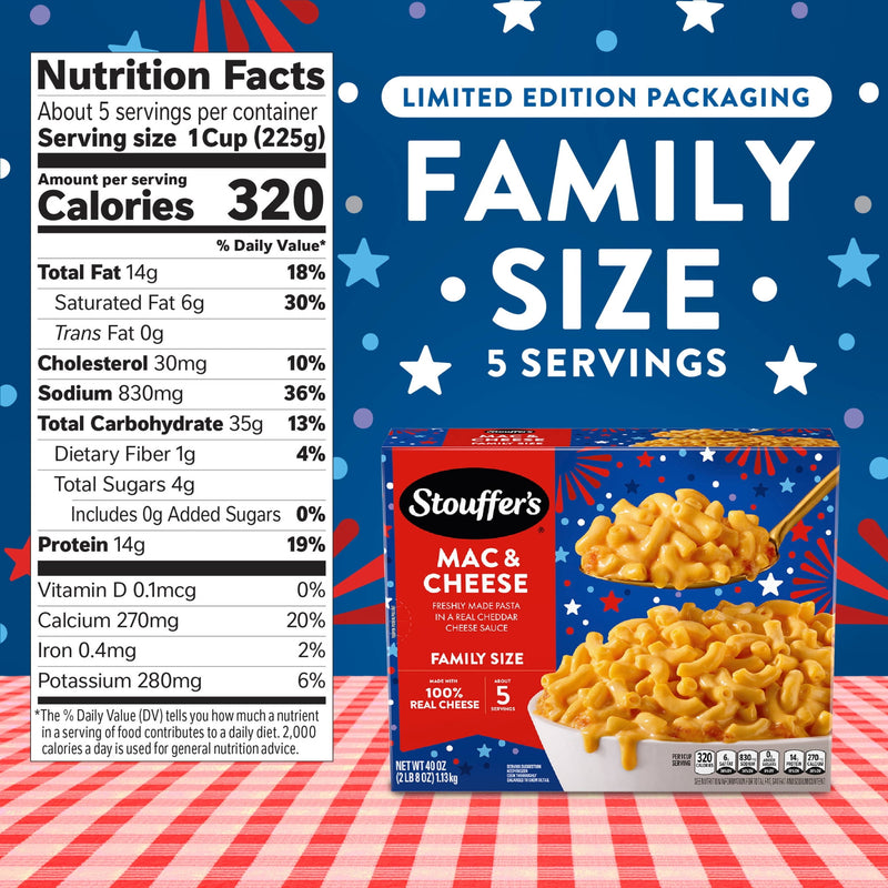 Stouffer's Mac & Cheese, Family Size Mac and Cheese, Frozen Dinner, Protein Frozen Meals, Summer Meals 40 oz (Frozen) — photo 4