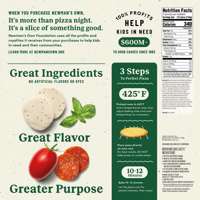 Newman's Own Thin & Crispy Crust Uncured Pepperoni High Protein Frozen Pizza, 15.1 oz — photo 4