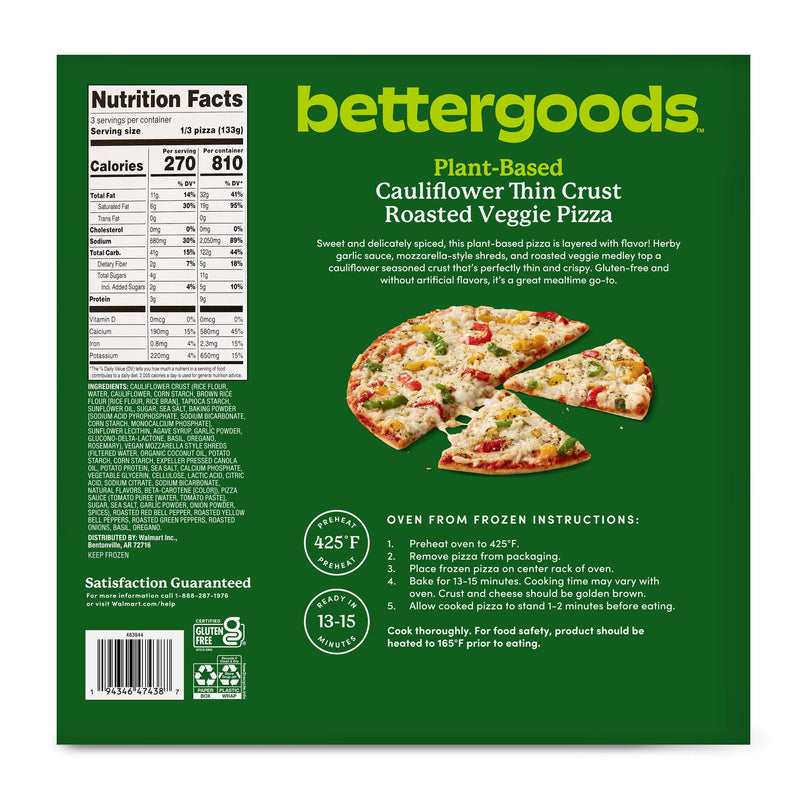 bettergoods Plant-Based Cauliflower Thin Crust Roasted Veggie Pizza, 14.11 oz (Frozen) — photo 4