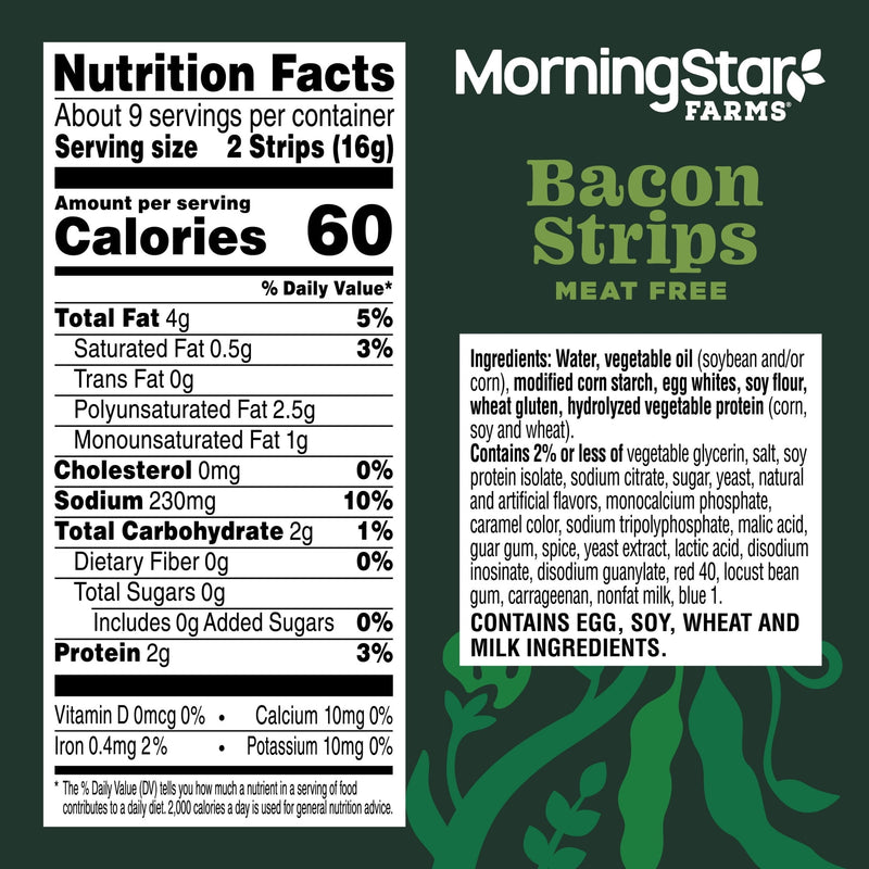 MorningStar Farms Veggie Breakfast Classic Meat Free Bacon Strips, Vegetarian, 5.25 oz Box — photo 5