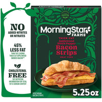 MorningStar Farms Applewood Black Pepper Meat Free Thick Cut Bacon Strips, Vegetarian, 5.25 oz Box — photo 5