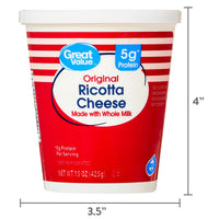 Great Value Original Whole Milk Ricotta Cheese, 15 oz Tub (Refrigerated) — photo 4