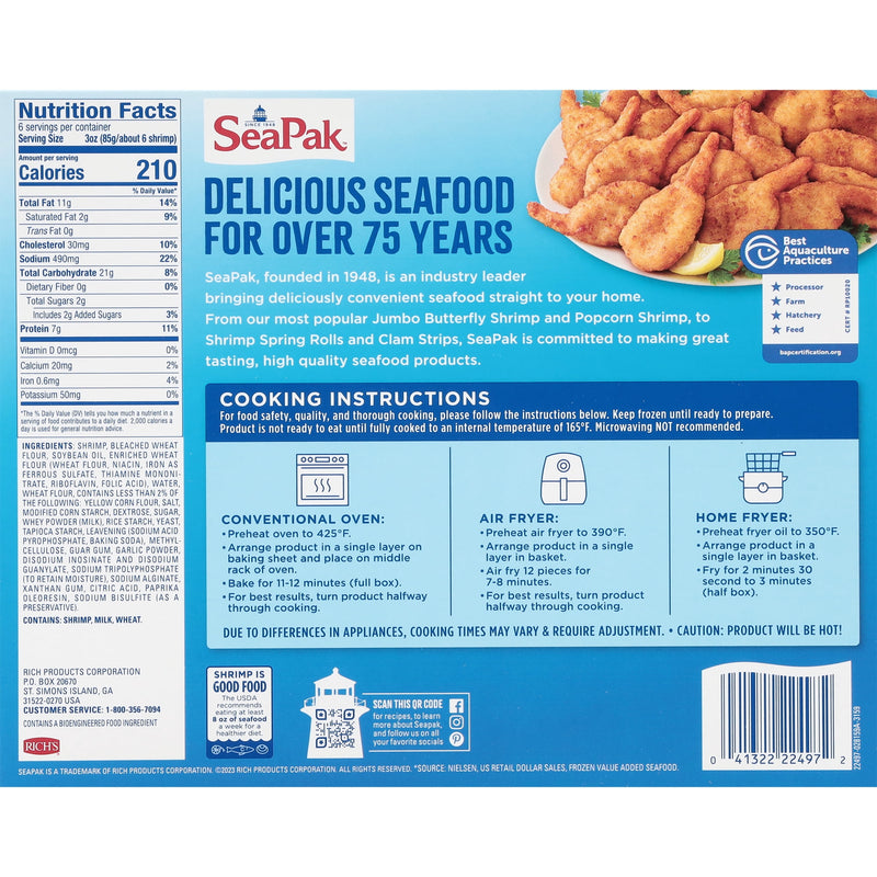 SeaPak Crispy Breaded Butterfly Shrimp, Easy to Bake, BAP Certified, 18oz (Frozen) — photo 4