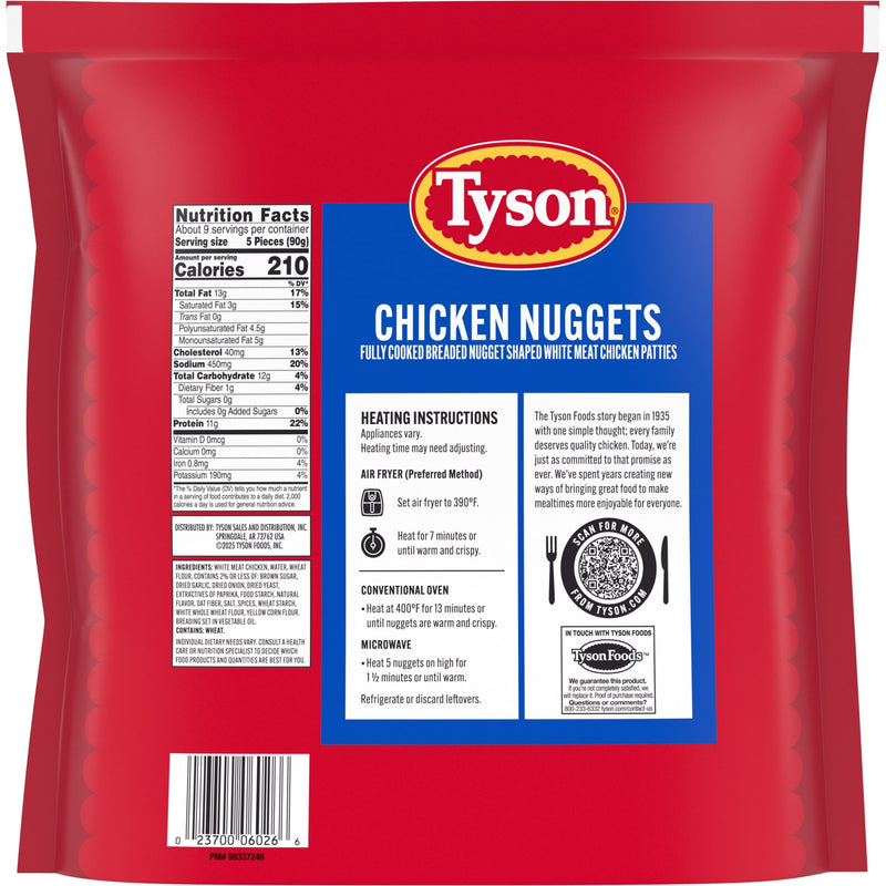 Tyson Frozen White Meat Chicken Nuggets, 29 oz, 11g Protein per Serving (Fully Cooked) — photo 3
