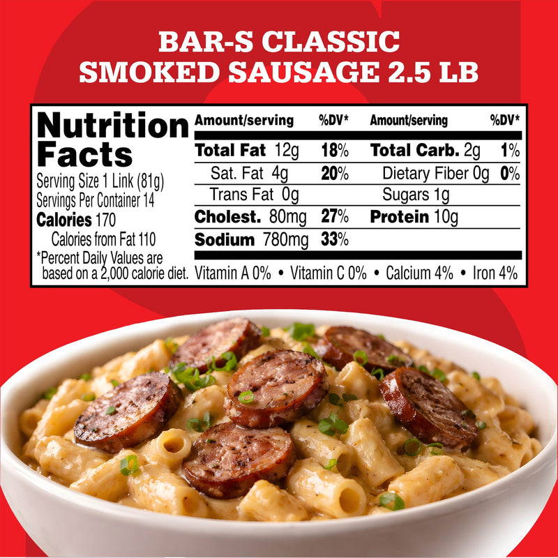 Bar‑S Classic Smoked Sausage, 14-Count, 2.5 lb Family Pack — photo 5