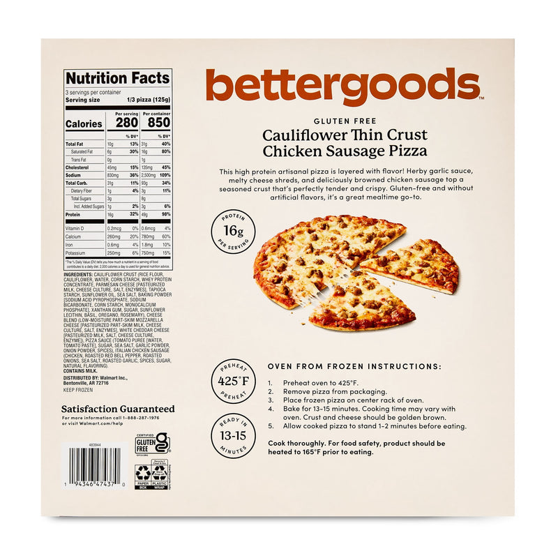 bettergoods Gluten-Free Cauliflower Thin Crust Chicken Sausage Pizza, 13.2 oz (Frozen) — photo 5