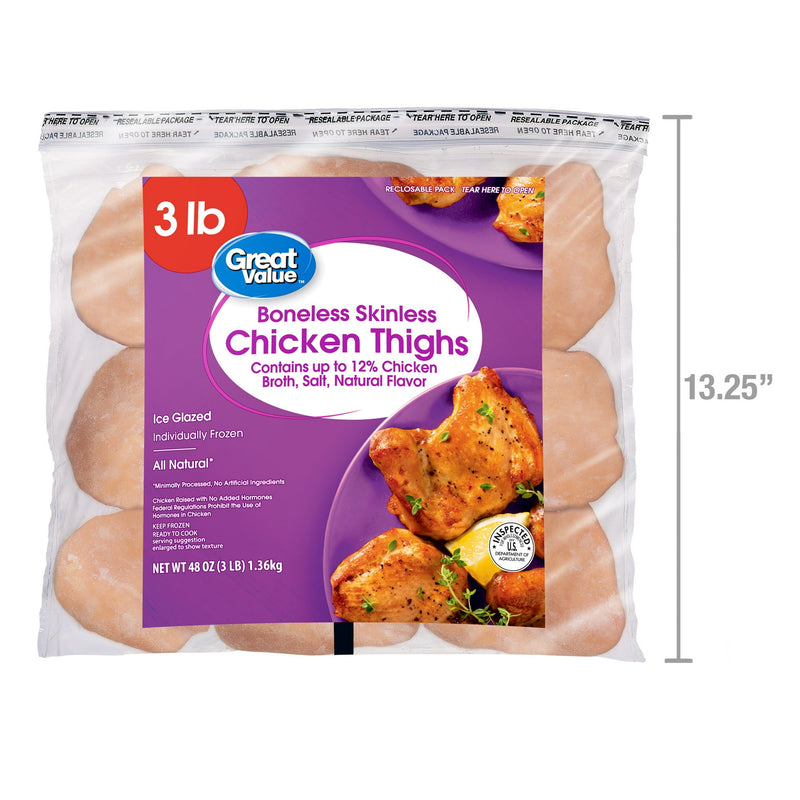 Great Value All Natural Boneless Skinless Chicken Thighs, 3 lb (Frozen) — photo 5