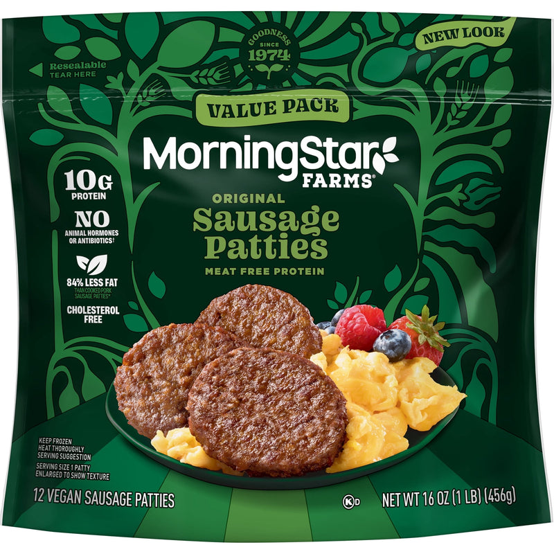 MorningStar Farms Veggie Breakfast Original Plant Based Sausage Patties, Vegan Sausage, 16 oz, 12 Count Bag — photo 5