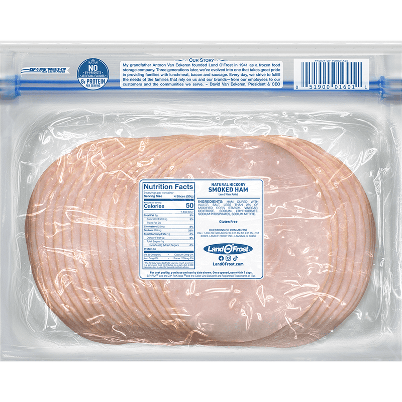 Land O' Frost Premium Pork, Smoked Ham, Deli Lunch Meat, 1 lb, Resealable Plastic Pouch — photo 5