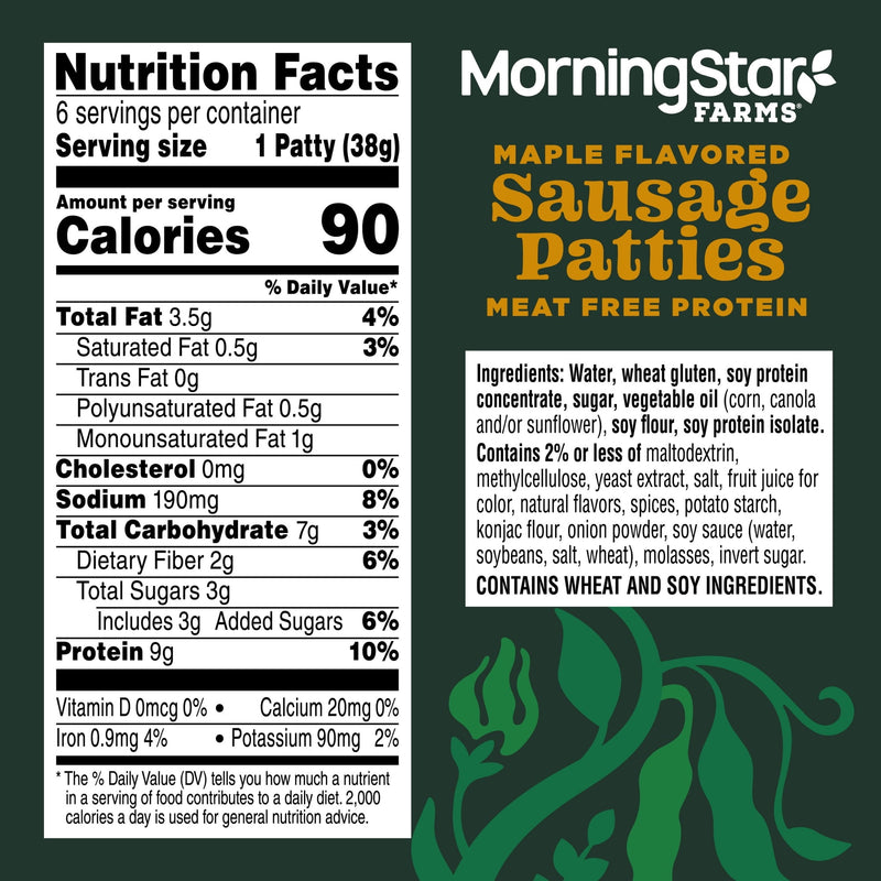 MorningStar Farms Veggie Breakfast Maple Flavored Plant Based Sausage Patties, Vegan Sausage, 8 oz, 6 Count Bag — photo 5