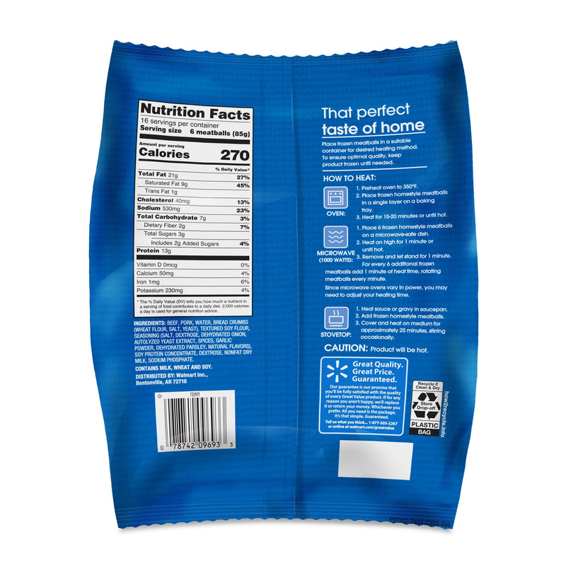 Great Value Fully Cooked Homestyle Meatballs, Family Size, 48 oz (Frozen) — photo 5