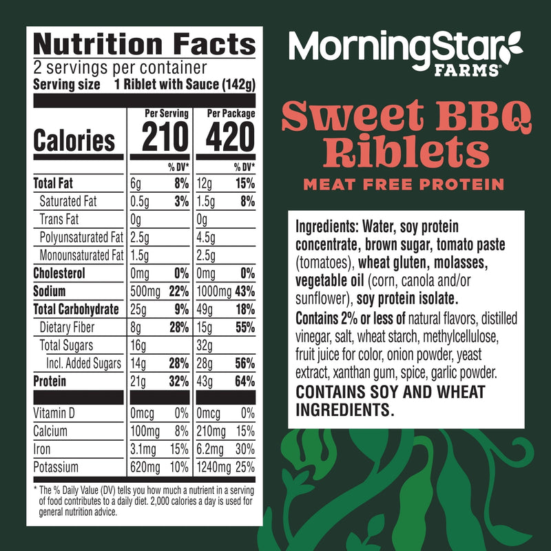 MorningStar Farms Sweet BBQ Plant Based Sauced Riblets, Vegan Meat, 10 oz, 2 Count Box — photo 5