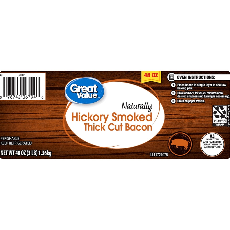 Great Value Naturally Hickory Smoked Thick Cut Sliced Bacon, 48 oz — photo 5