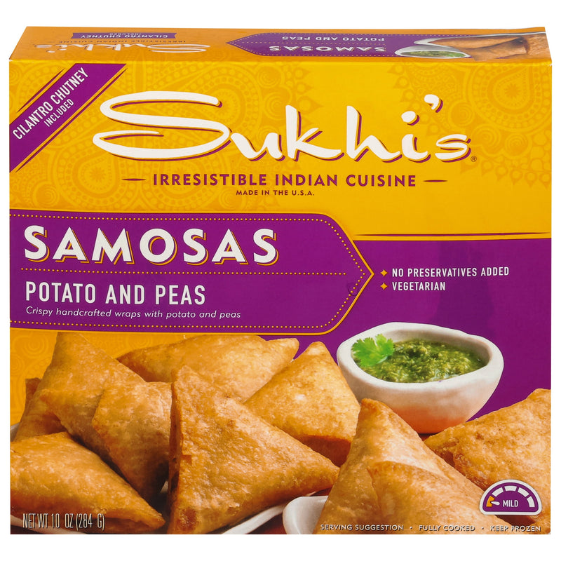 Sukhi's Indian Potato & Pea Samosa Frozen Appetizer Vegetarian Snack 10oz — photo 2