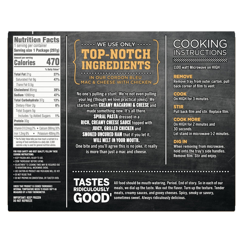 DEVOUR Chicken Cordon Bleu Mac & Cheese Frozen Meal, 10.5 oz Box — photo 6