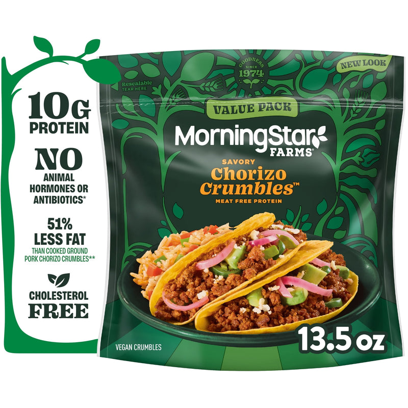 MorningStar Farms Meal Starters Savory Chorizo Vegan Crumbles, Meat Free Protein, 13.5 oz Bag — photo 6