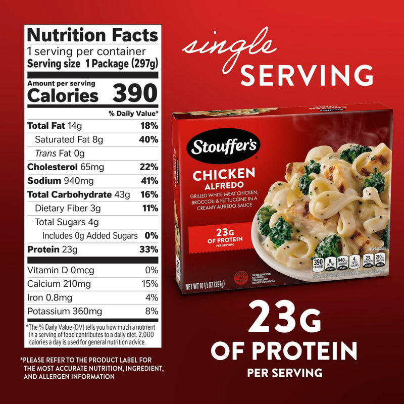 Stouffer’s Chicken Fettuccine Alfredo, Single Serve, Alfredo Pasta, Frozen Chicken Pasta 10.5 oz — photo 6
