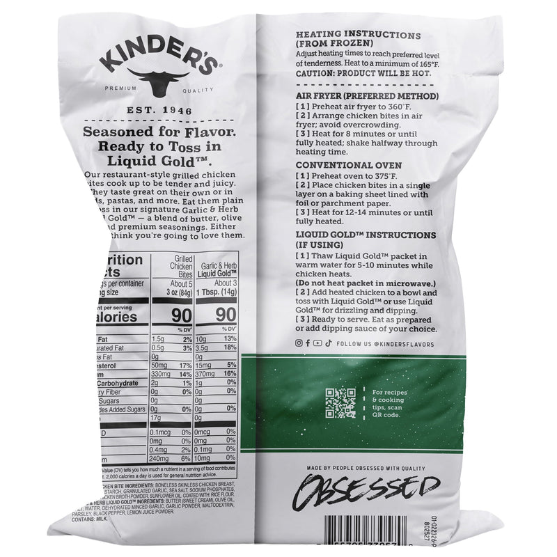 Kinder's Restaurant-Style Grilled Garlic & Herb Boneless Chicken Bites, 17.5 oz (Frozen) — photo 6