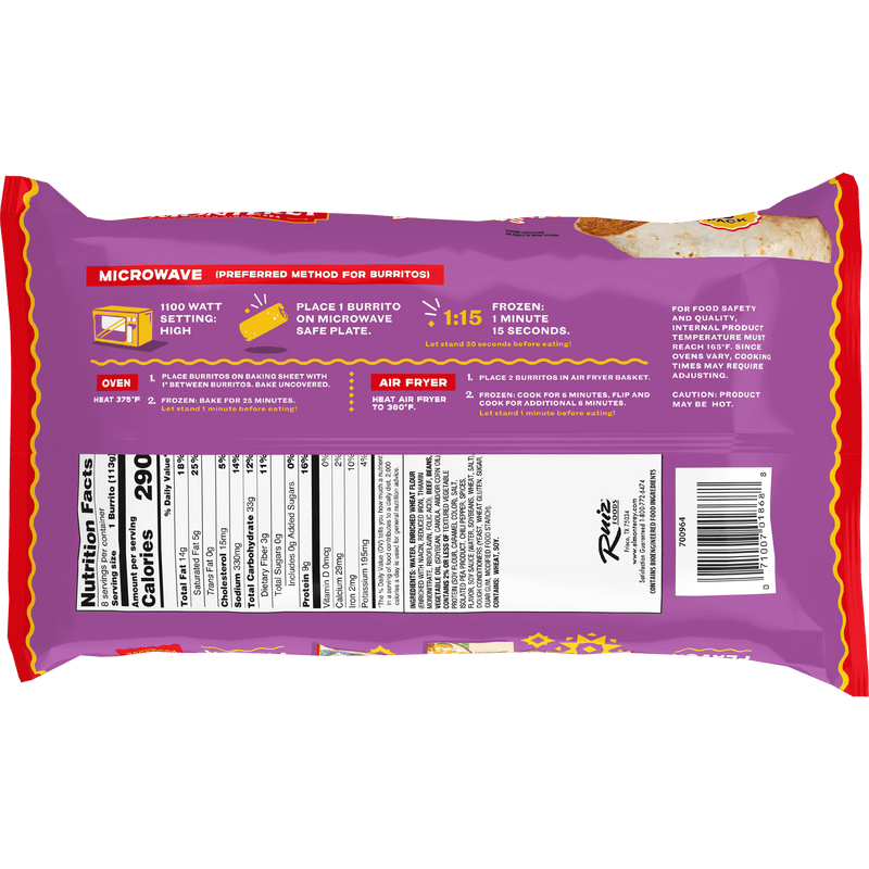 El Monterey Beef & Bean Burritos, 32 oz, 8 Count (Frozen) — photo 6