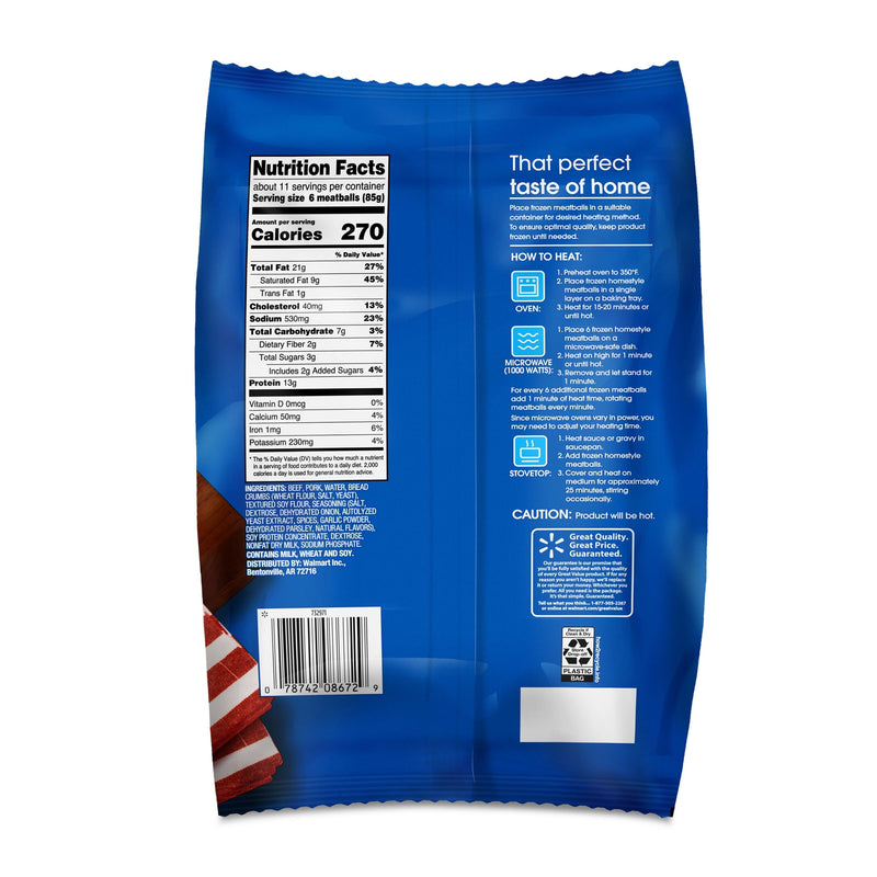 Great Value Fully Cooked Homestyle Meatballs, 32 oz (Frozen) — photo 6