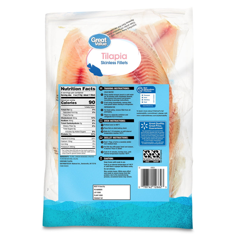 Great Value Frozen Tilapia Skinless & Boneless Fillets, 2 lb Bag — photo 6