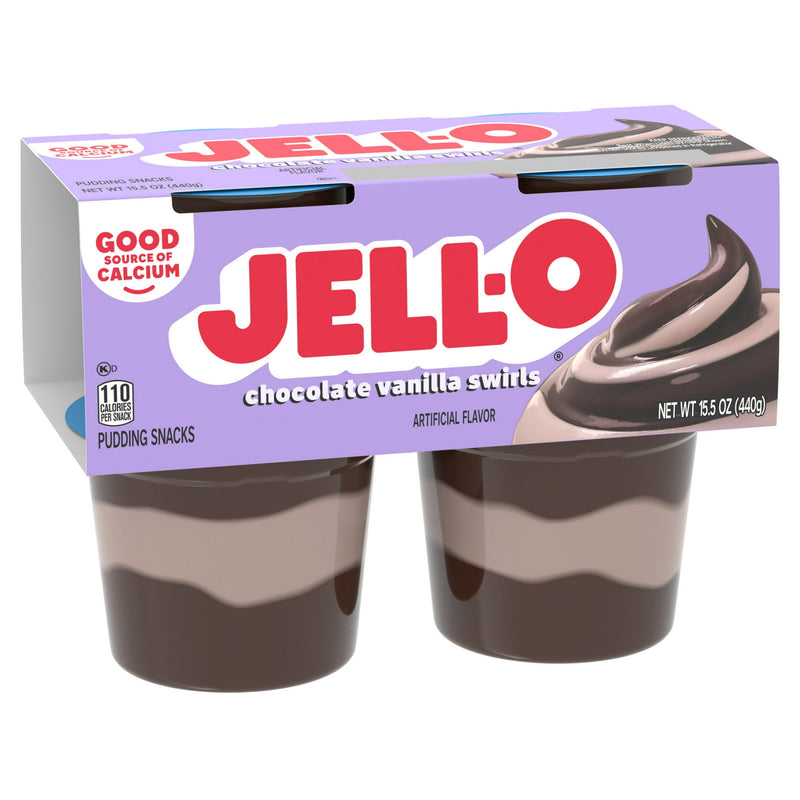 Jell-O Original Chocolate Vanilla Swirls Artificially Flavored Ready-to-Eat Pudding Snack Cups, 4 Count Cups — photo 6