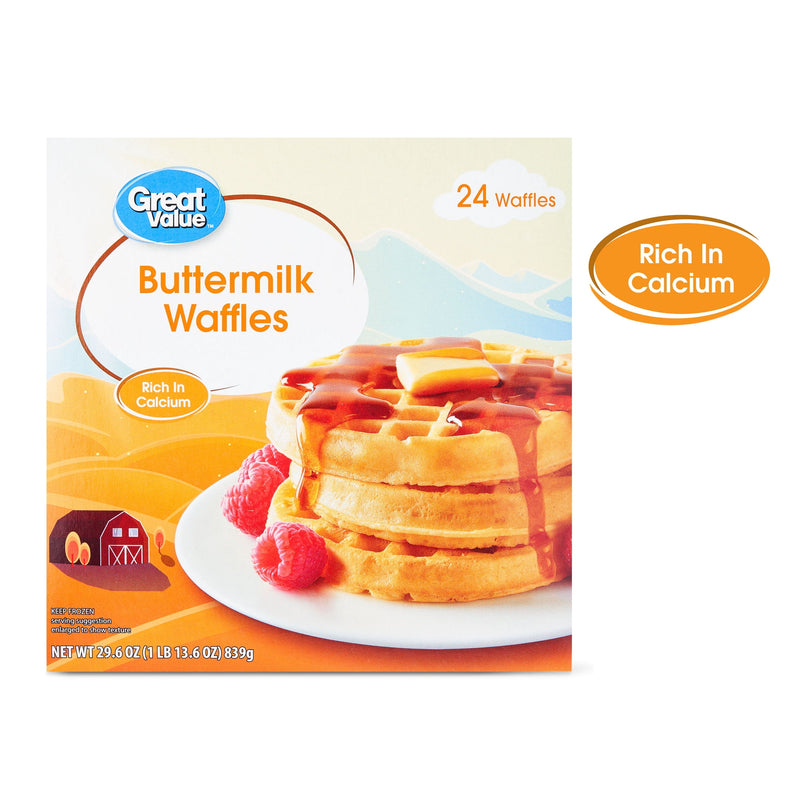 Great Value Buttermilk Waffles, 29.6 oz, 24 Count (Frozen) — photo 6