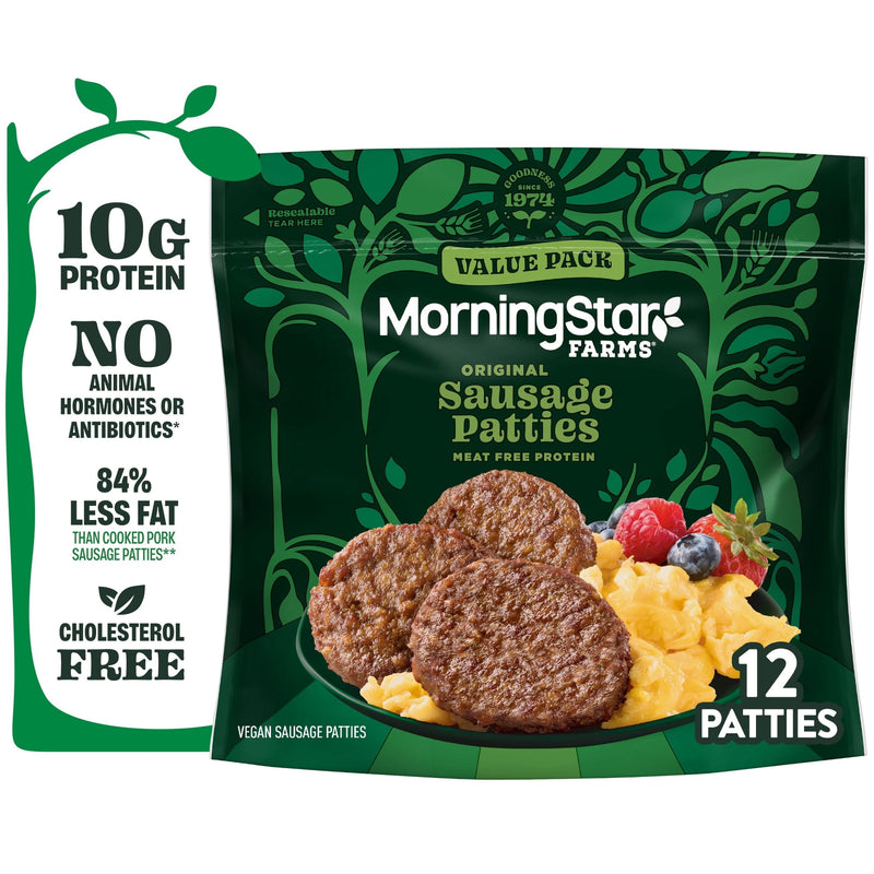 MorningStar Farms Veggie Breakfast Original Plant Based Sausage Patties, Vegan Sausage, 16 oz, 12 Count Bag — photo 6
