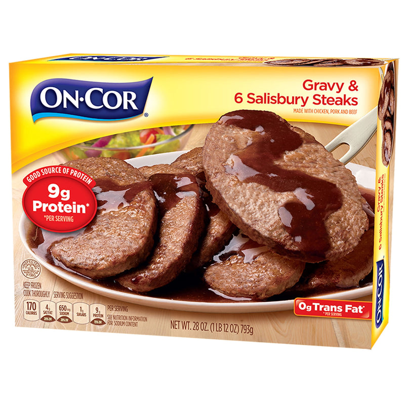 On-Cor Gravy & 6 Salisbury Steaks Entree, Regular 28 Ounce Package Meal, (Frozen) — photo 6